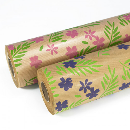 Floral Kraft Paper Rolls in either pink flowers or purple flowers.